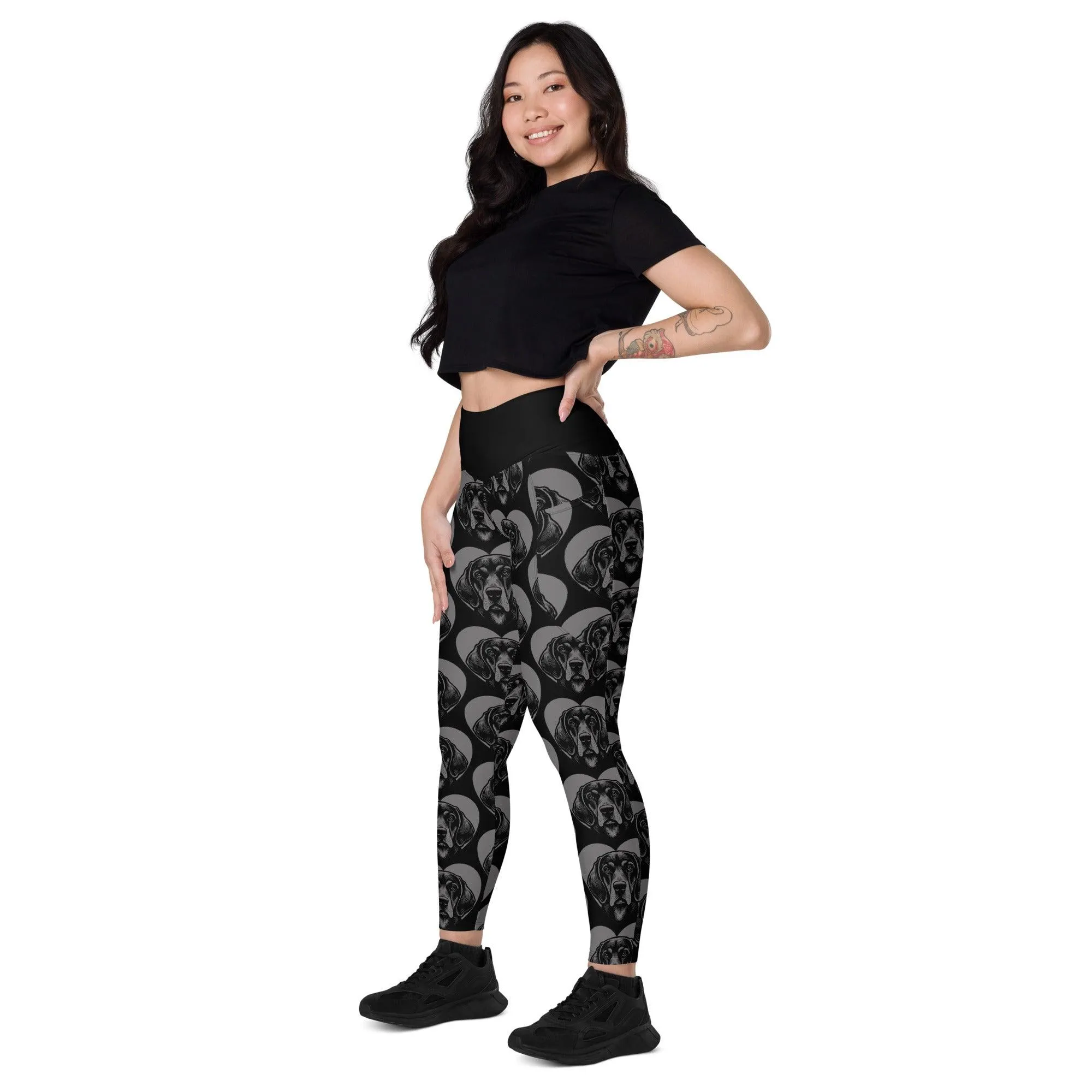 DOG BREED LEGGINGS with pockets - BLUETICK COONHOUND - HERTTAHOUND - grey