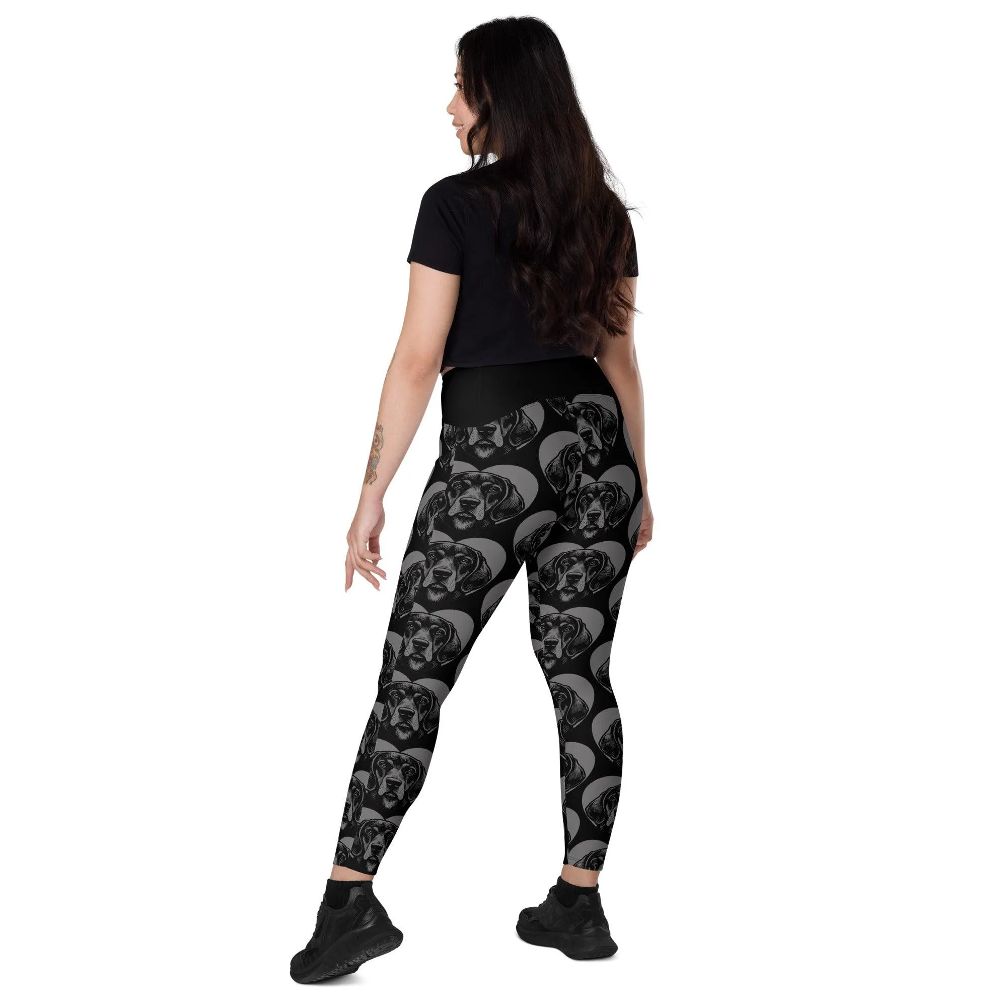 DOG BREED LEGGINGS with pockets - BLUETICK COONHOUND - HERTTAHOUND - grey