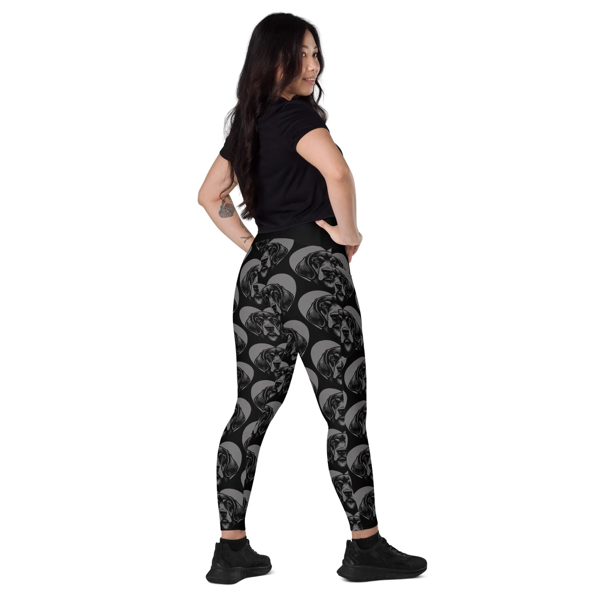 DOG BREED LEGGINGS with pockets - BLUETICK COONHOUND - HERTTAHOUND - grey