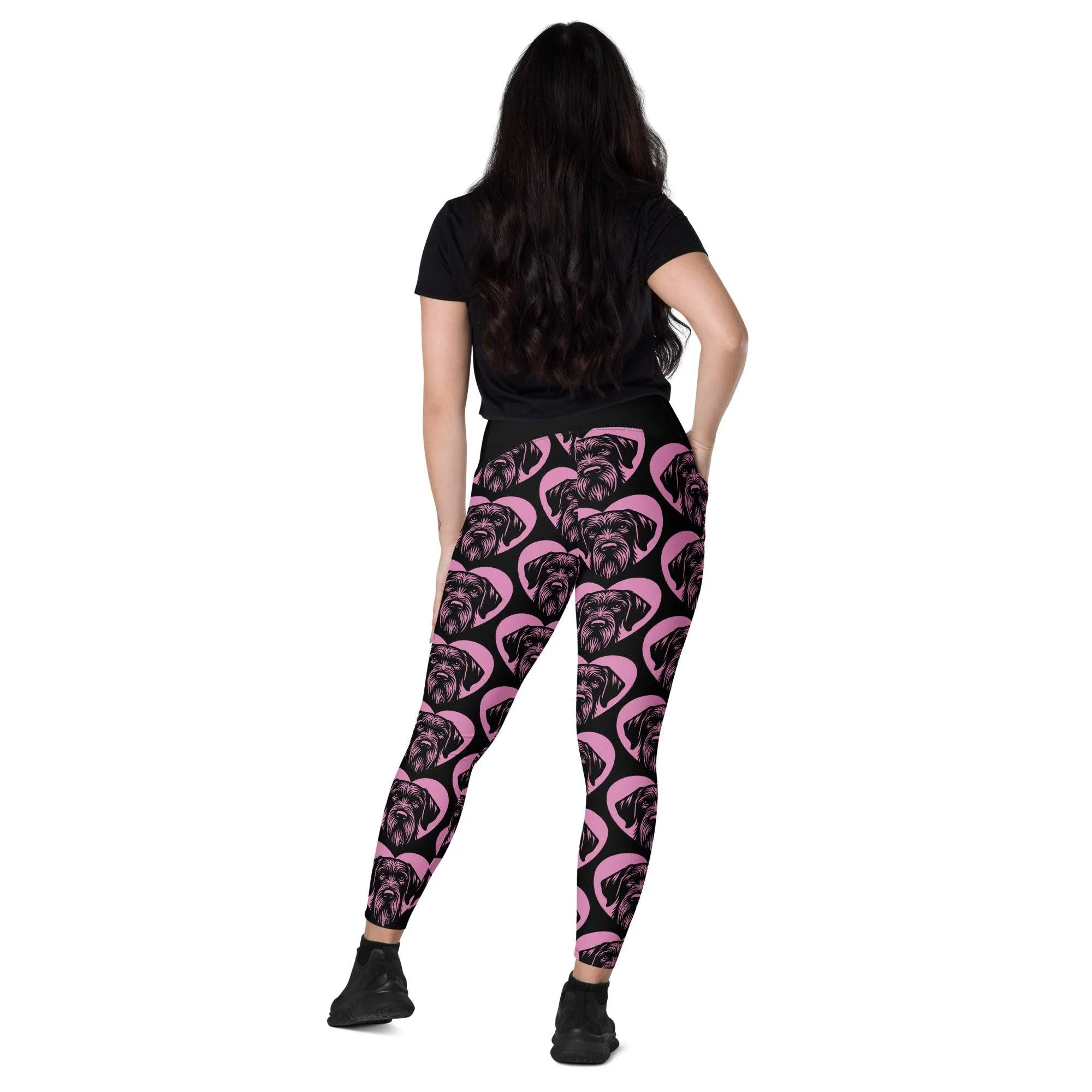 DOG BREED LEGGINGS with pockets - GERMAN POINTER WIREHAIRED - HERTTAHOUND - pink