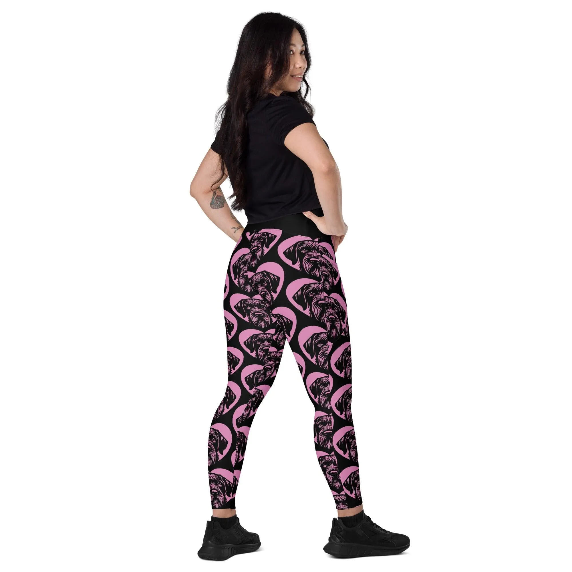 DOG BREED LEGGINGS with pockets - GERMAN POINTER WIREHAIRED - HERTTAHOUND - pink