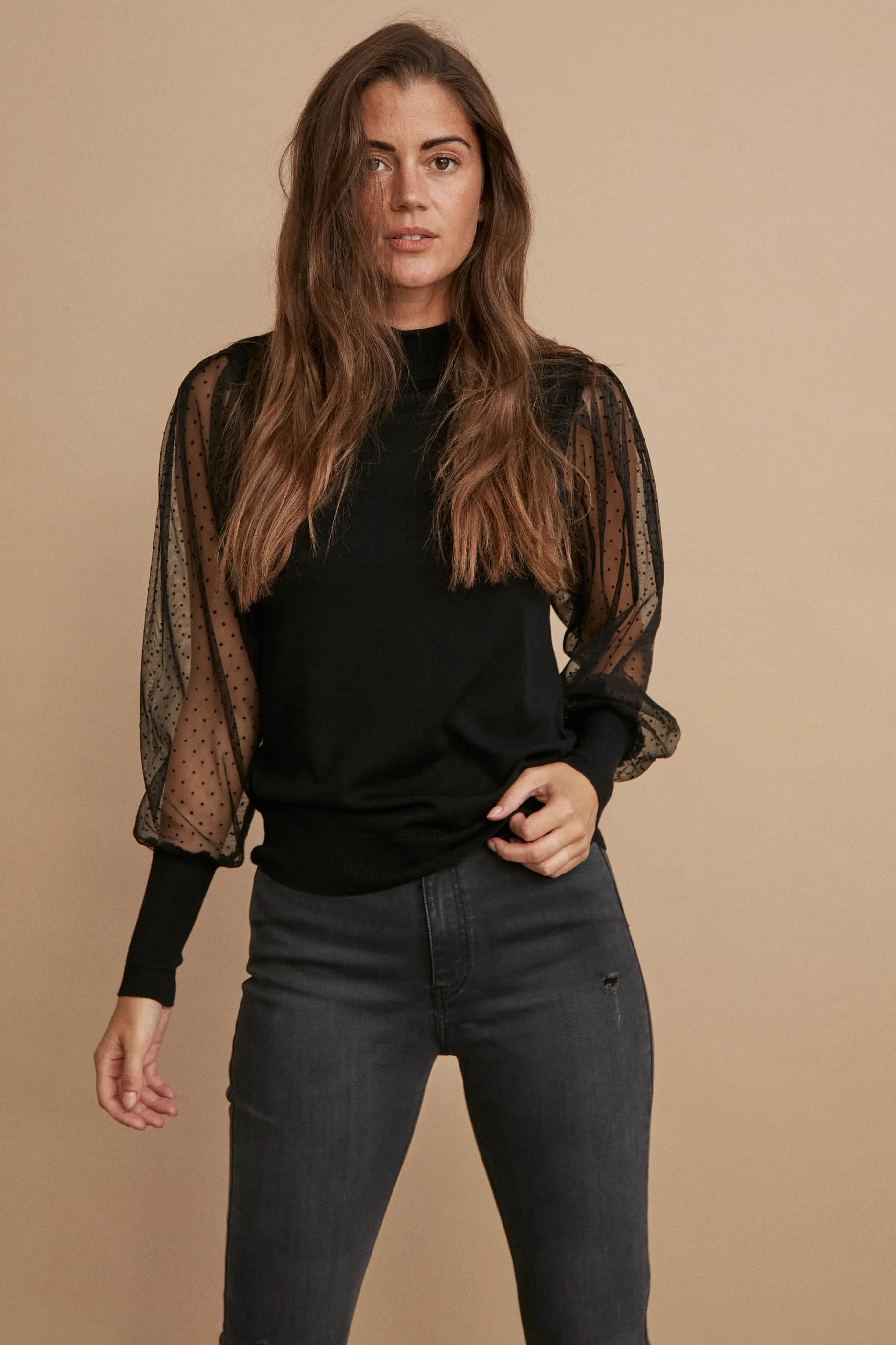 Dotka Pullover | Black | Pullover fra Freequent