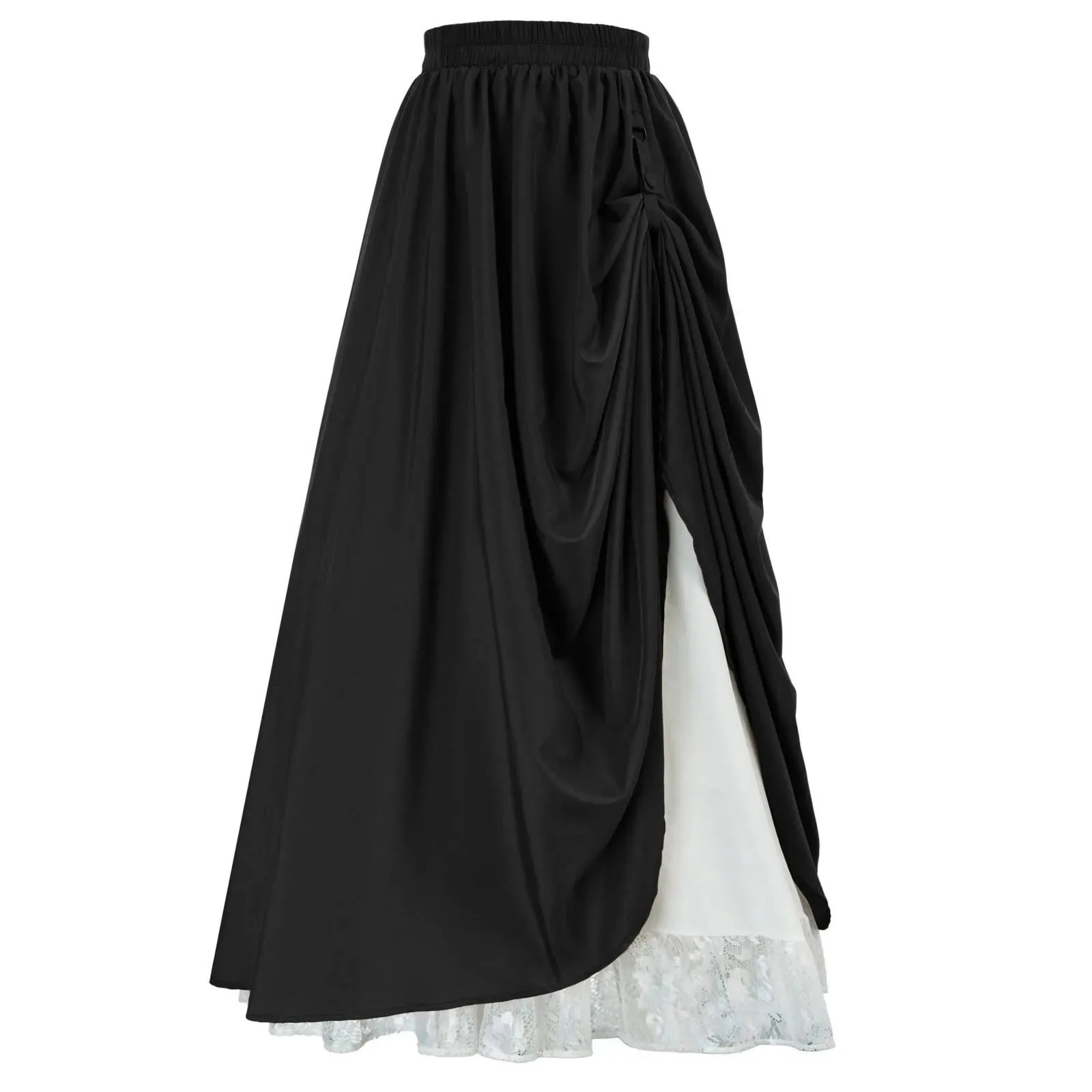 Double Layer Victorian Renaissance Draped Pleated Renaissance Skirt