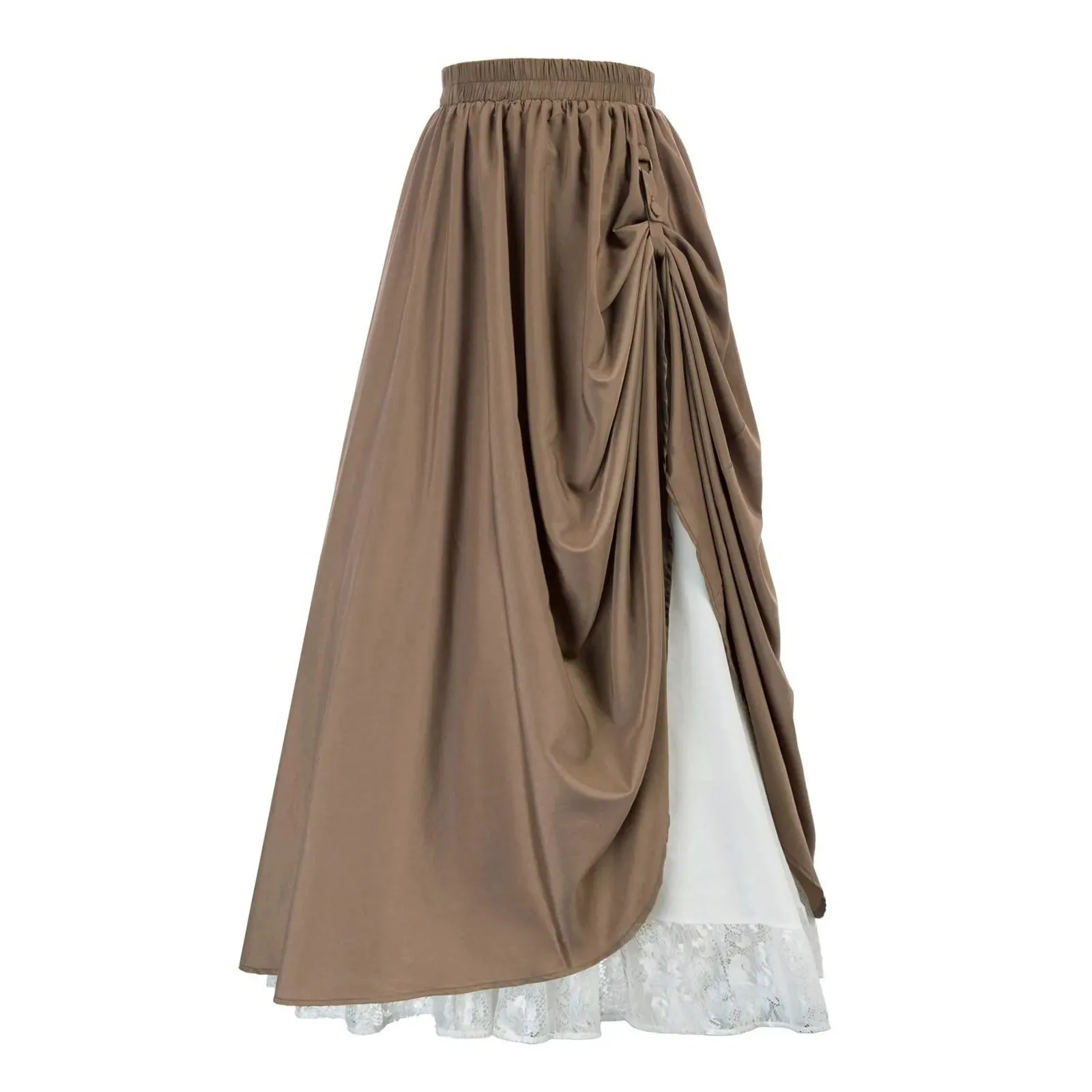 Double Layer Victorian Renaissance Draped Pleated Renaissance Skirt