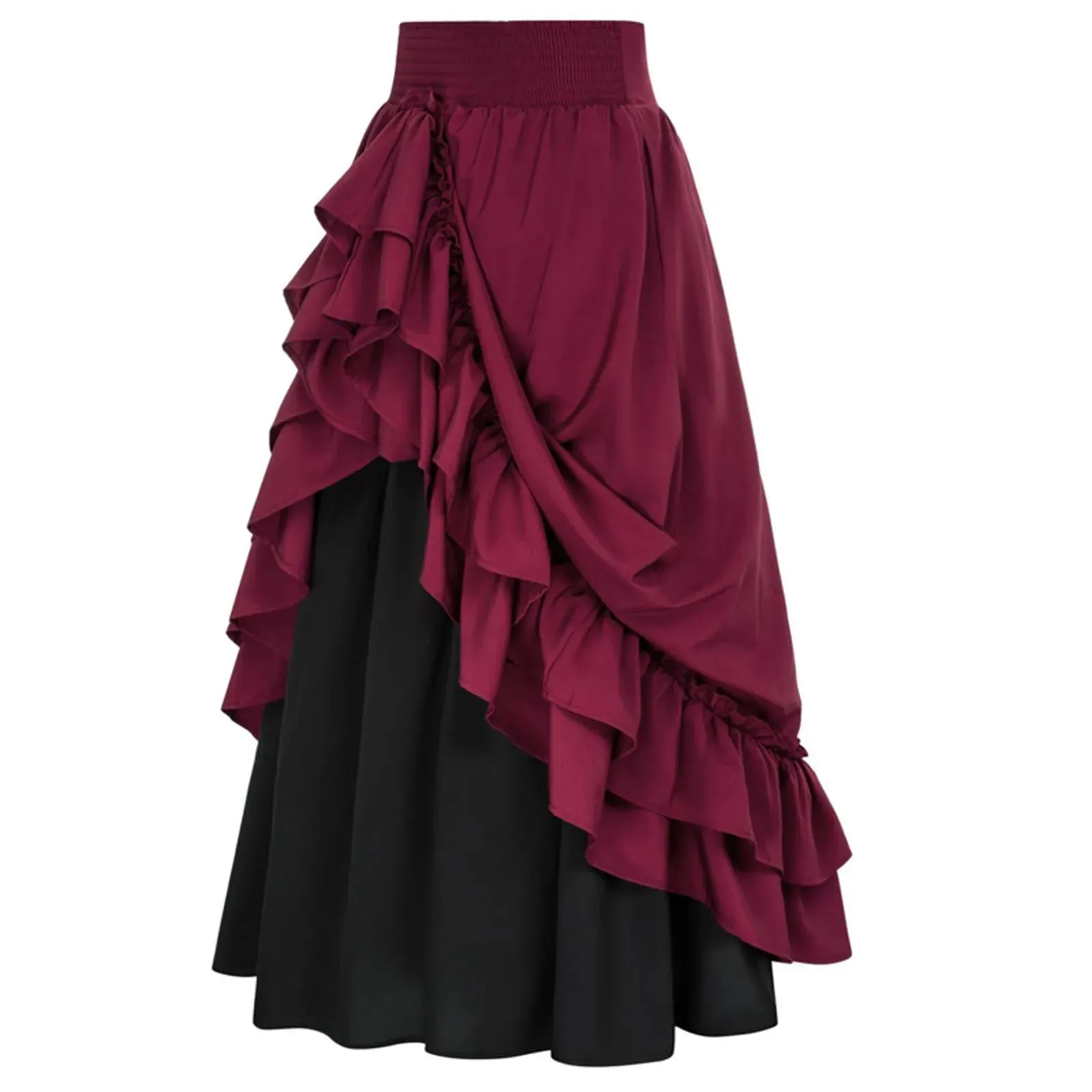Double Layer Victorian Renaissance Draped Pleated Renaissance Skirt