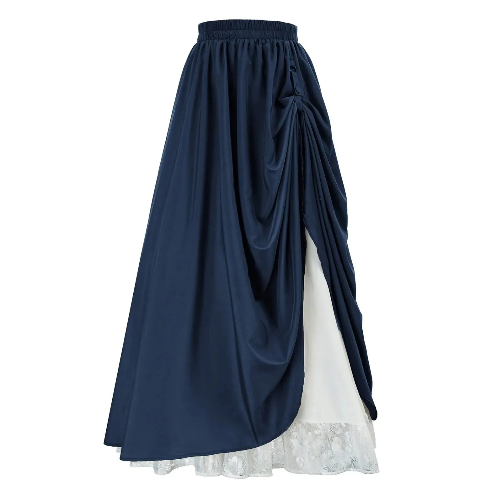 Double Layer Victorian Renaissance Draped Pleated Renaissance Skirt