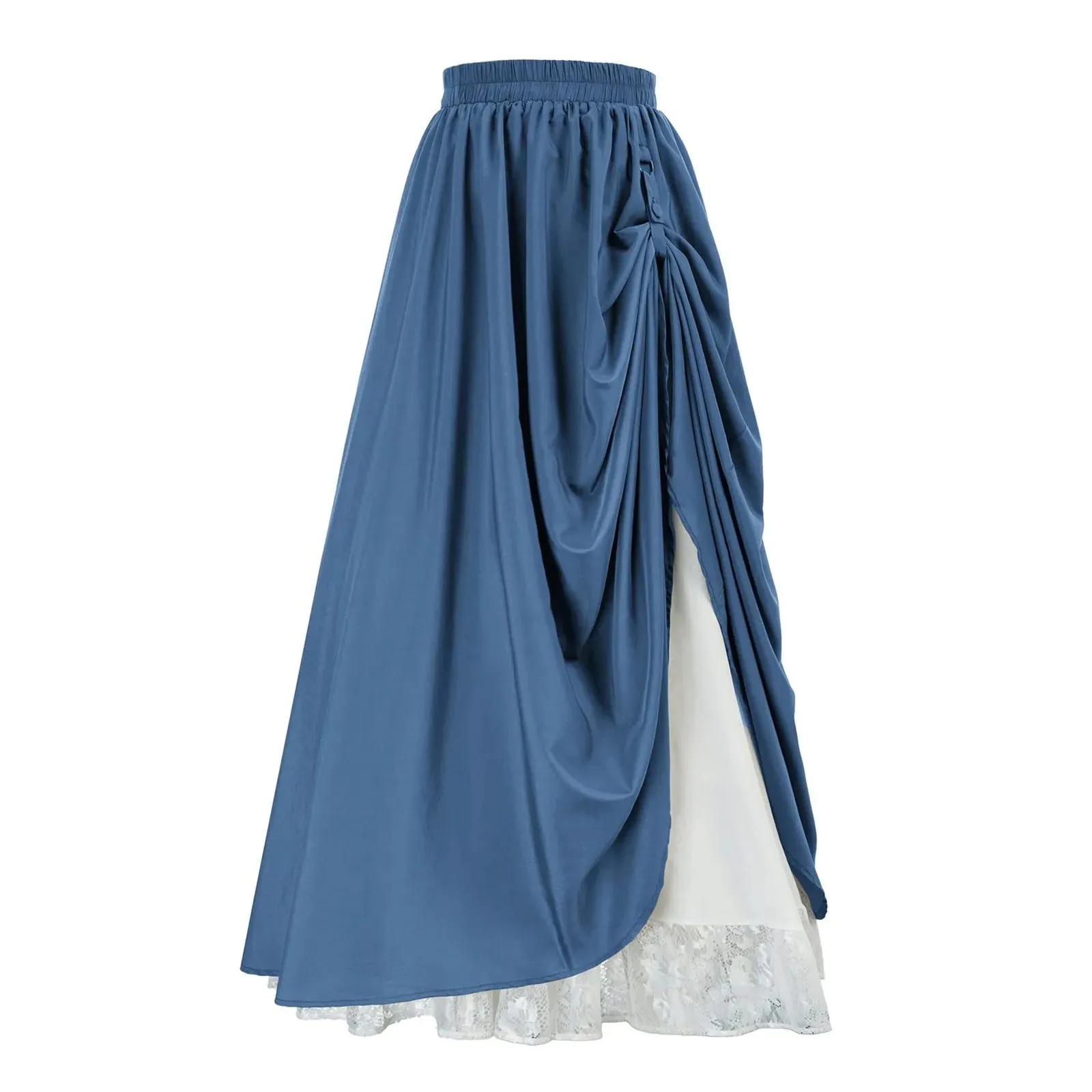 Double Layer Victorian Renaissance Draped Pleated Renaissance Skirt