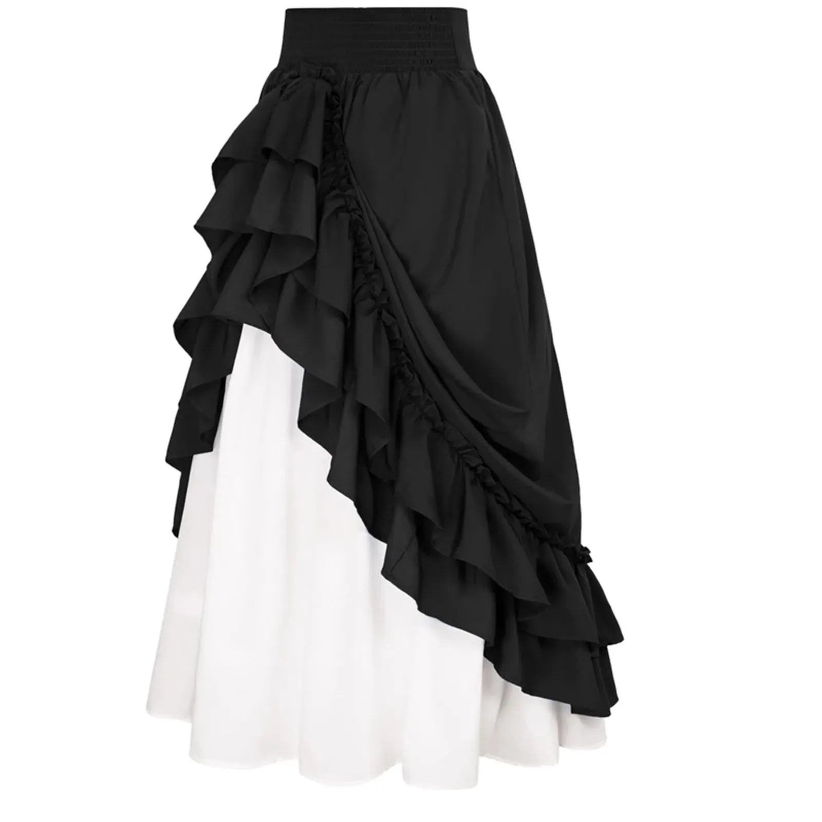 Double Layer Victorian Renaissance Draped Pleated Renaissance Skirt