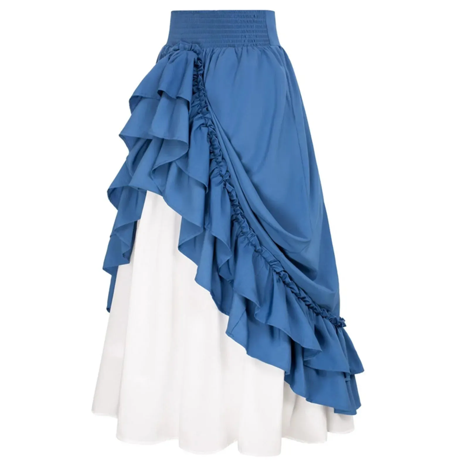 Double Layer Victorian Renaissance Draped Pleated Renaissance Skirt