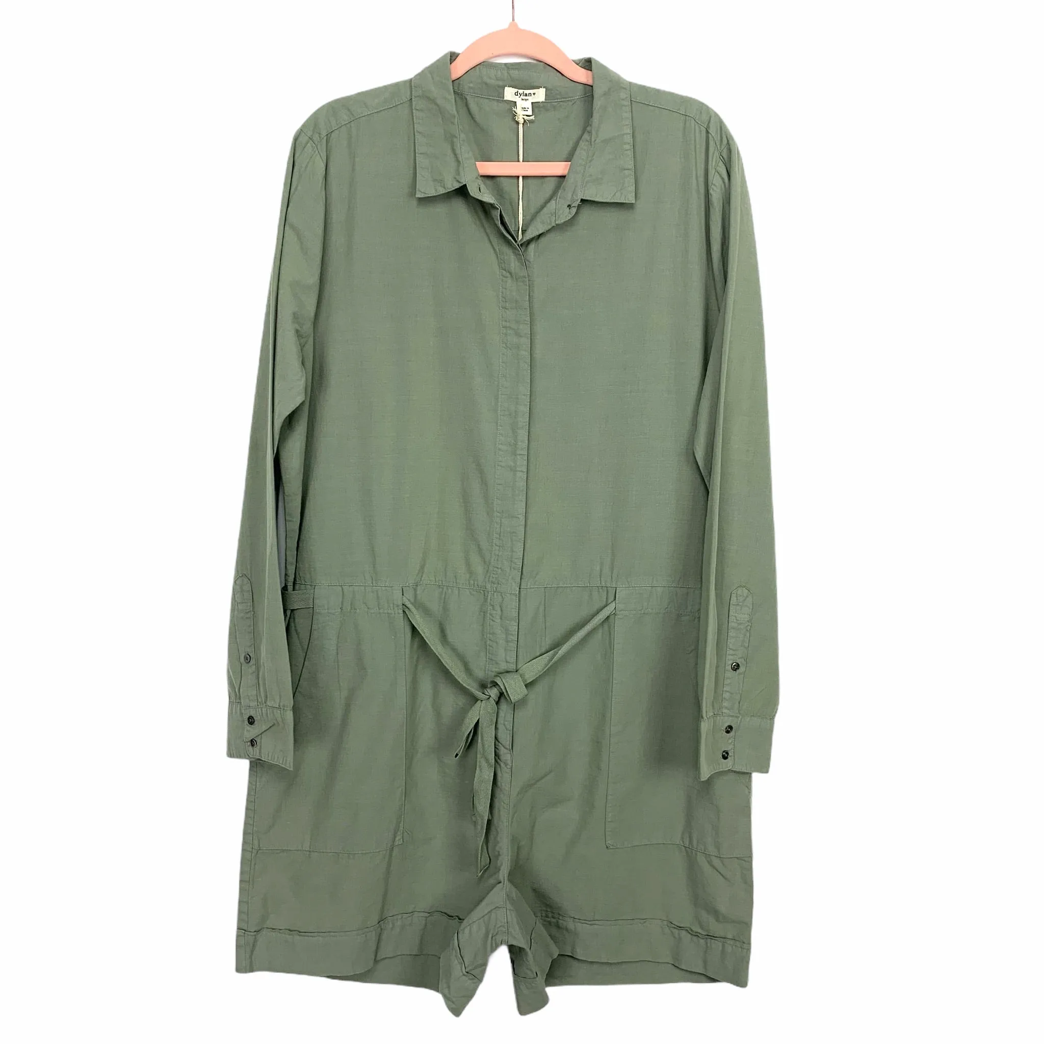Dylan Army Green Long Sleeve Romper NWT- Size L