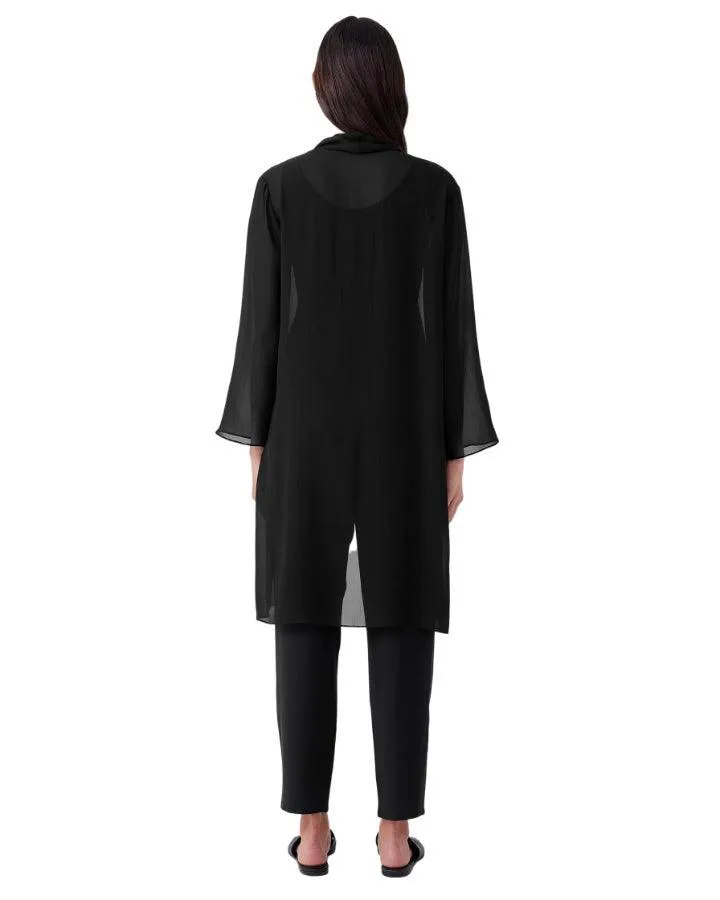 Eileen Fisher Sheer Silk High Collar Jacket