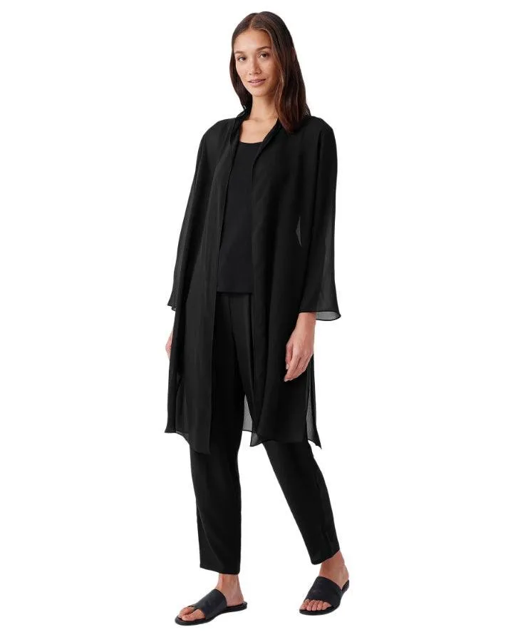 Eileen Fisher Sheer Silk High Collar Jacket