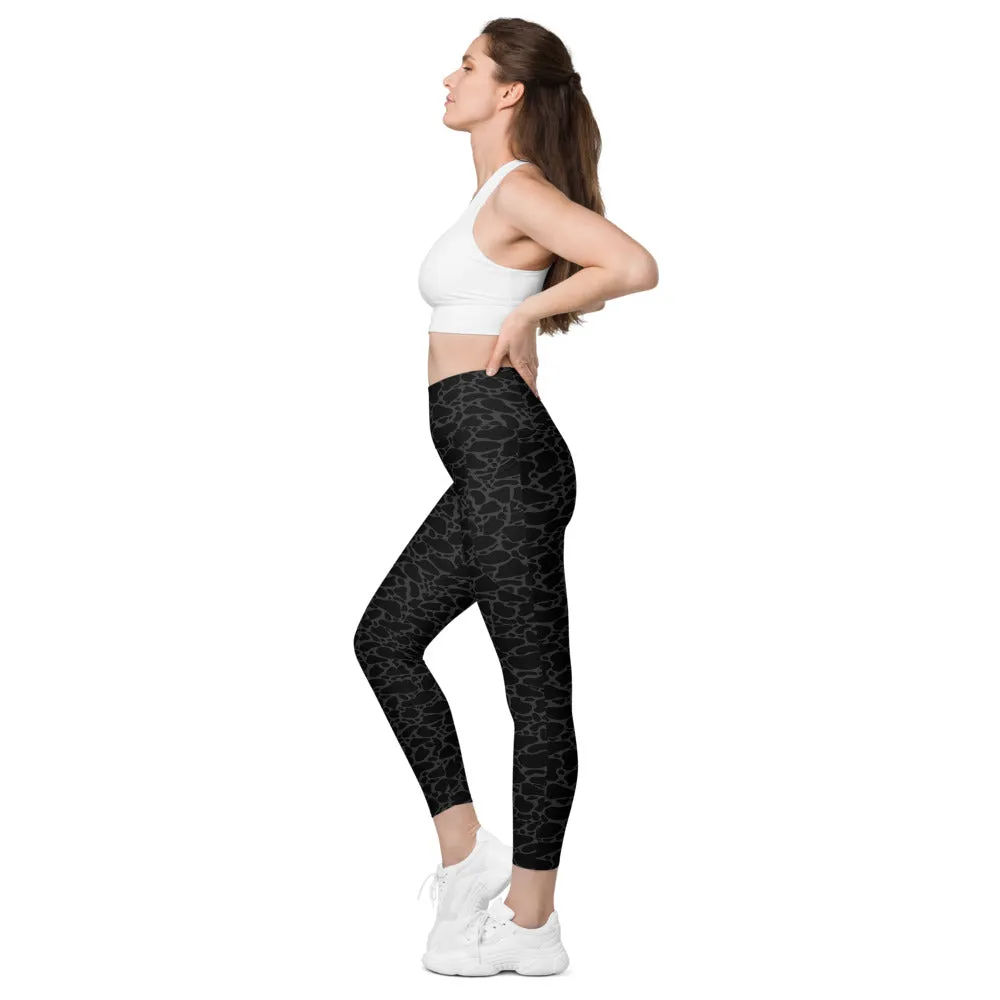 ELEVATED ESSENTIALS, THE PERFECT SIDE POCKET LEGGING BLACK LEOPARD