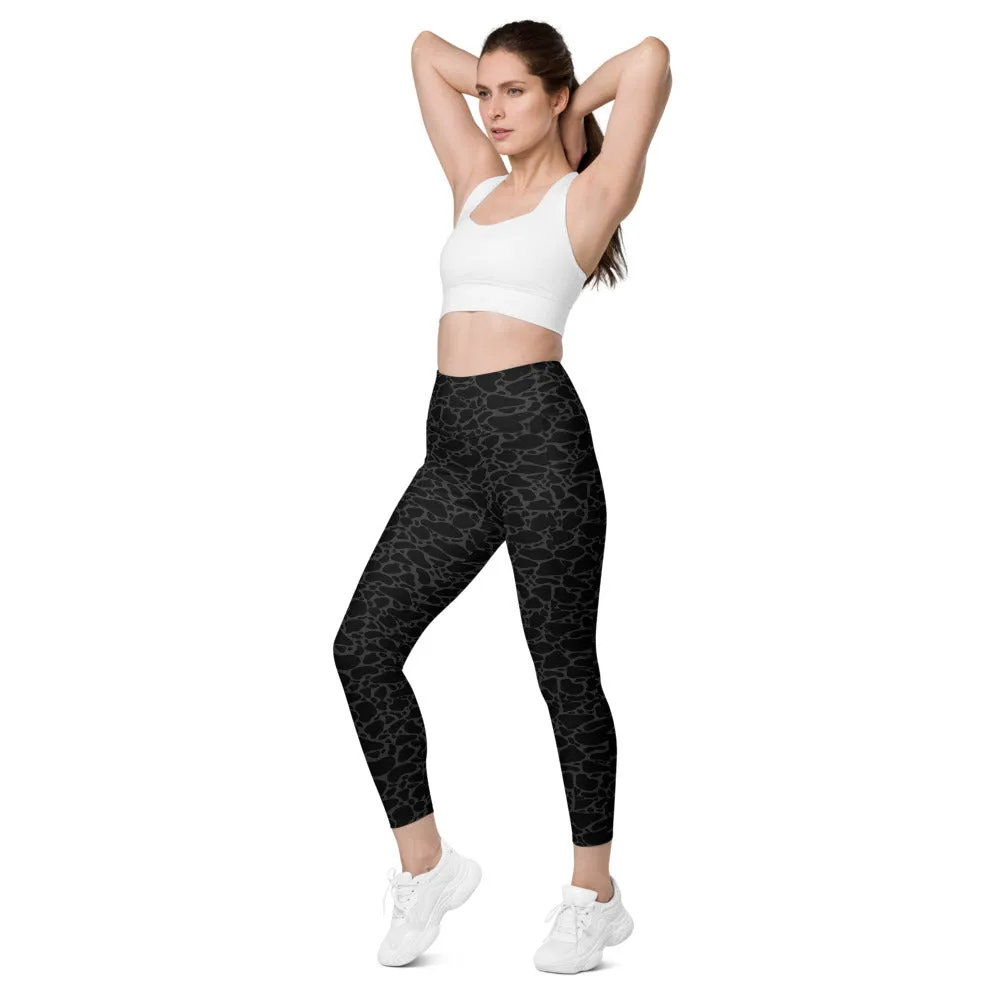 ELEVATED ESSENTIALS, THE PERFECT SIDE POCKET LEGGING BLACK LEOPARD