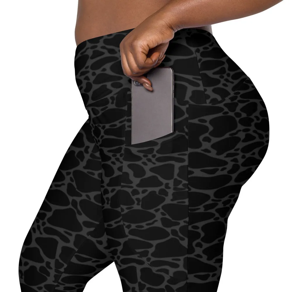 ELEVATED ESSENTIALS, THE PERFECT SIDE POCKET LEGGING BLACK LEOPARD