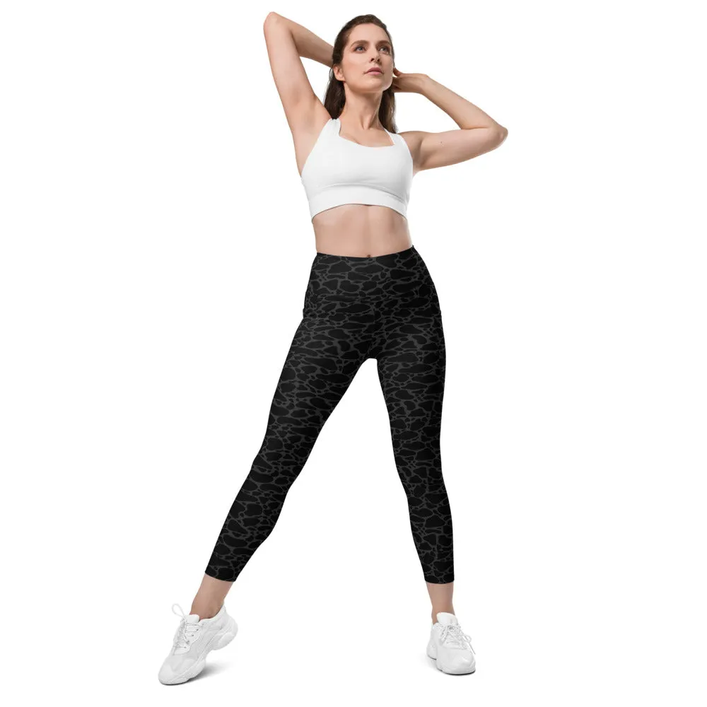 ELEVATED ESSENTIALS, THE PERFECT SIDE POCKET LEGGING BLACK LEOPARD