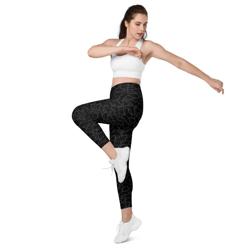 ELEVATED ESSENTIALS, THE PERFECT SIDE POCKET LEGGING BLACK LEOPARD