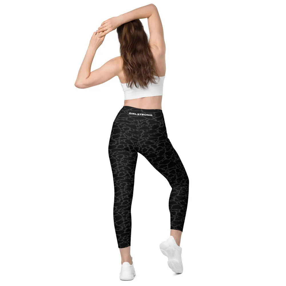 ELEVATED ESSENTIALS, THE PERFECT SIDE POCKET LEGGING BLACK LEOPARD