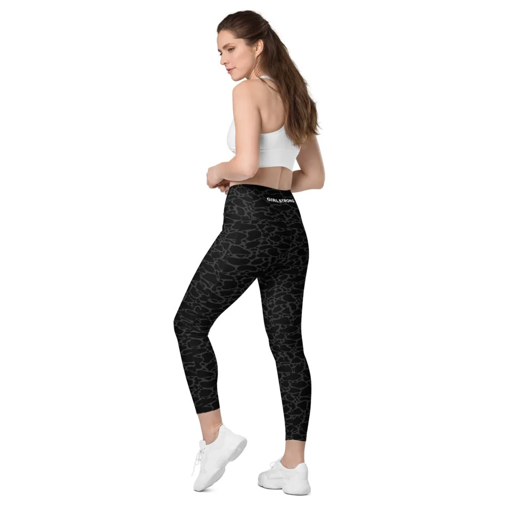 ELEVATED ESSENTIALS, THE PERFECT SIDE POCKET LEGGING BLACK LEOPARD