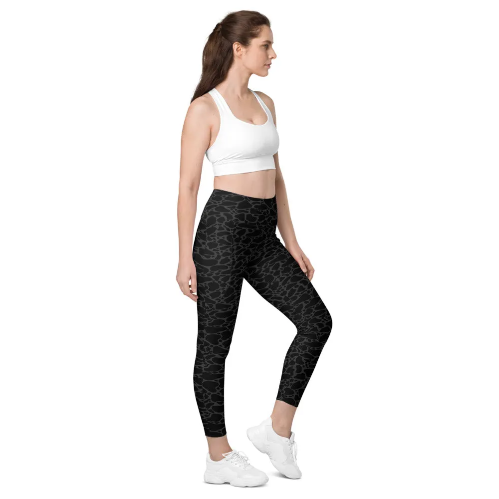 ELEVATED ESSENTIALS, THE PERFECT SIDE POCKET LEGGING BLACK LEOPARD