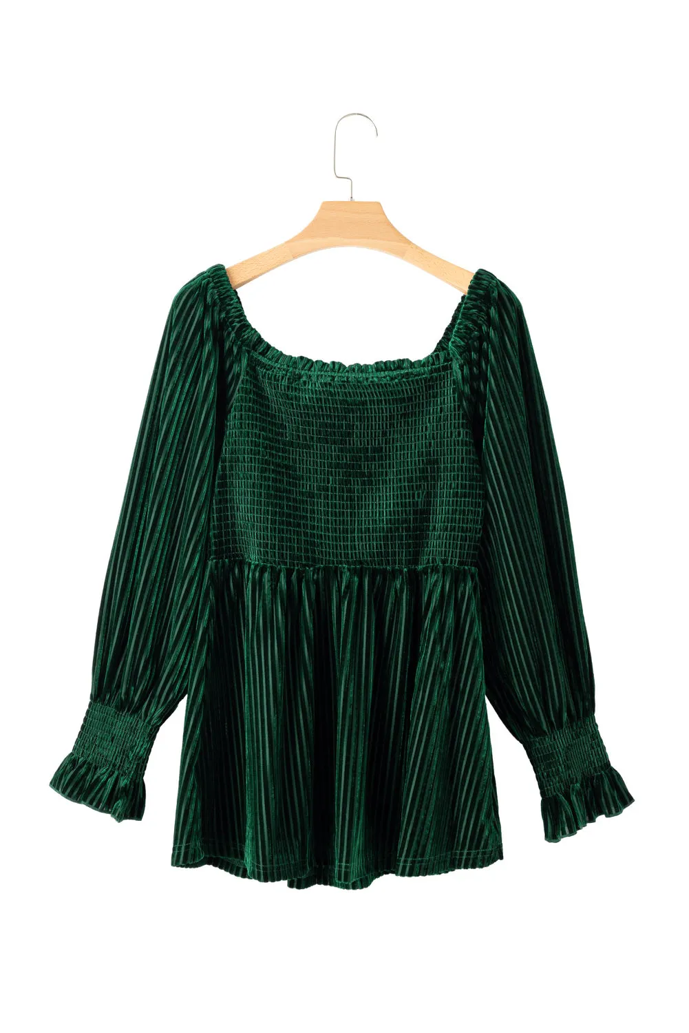 Emerald Velvet Babydoll Top