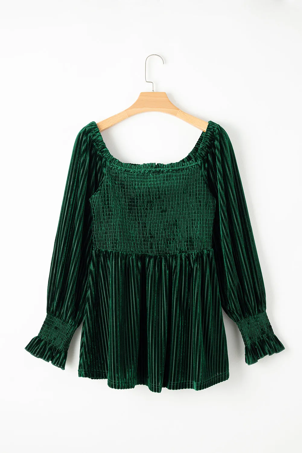 Emerald Velvet Babydoll Top