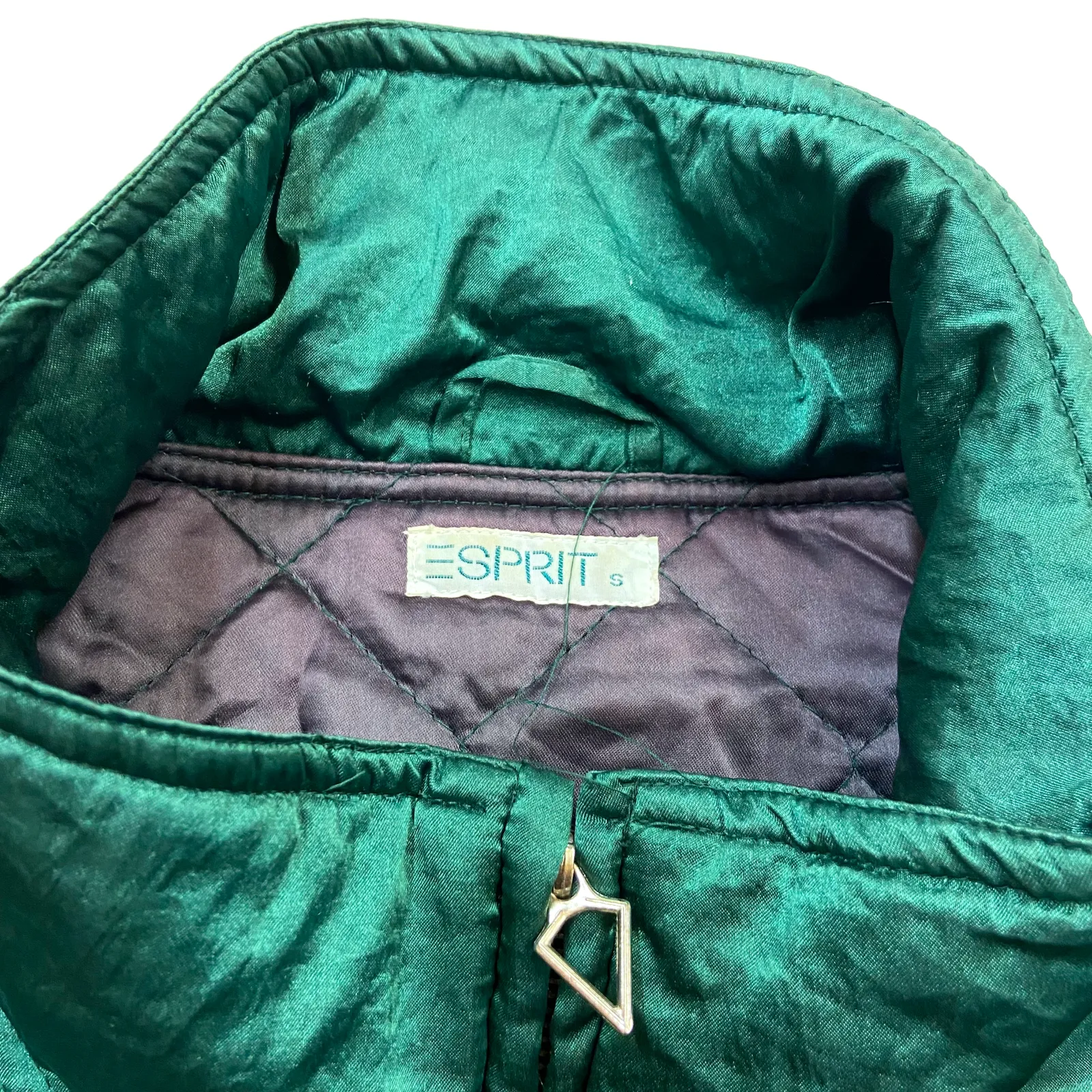 Esprit Long Quilted Coat | Vintage High End Luxury Designer Green VTG