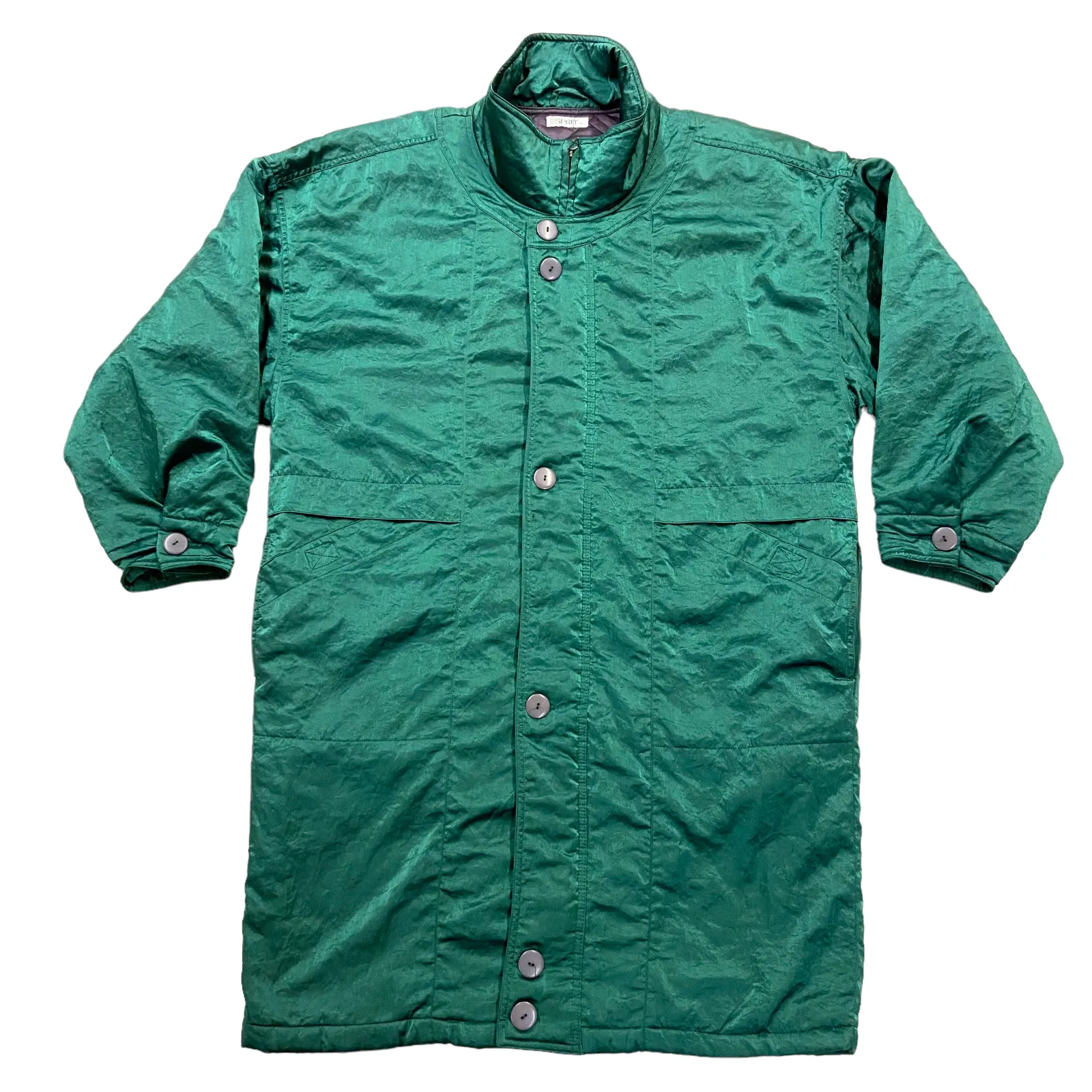 Esprit Long Quilted Coat | Vintage High End Luxury Designer Green VTG