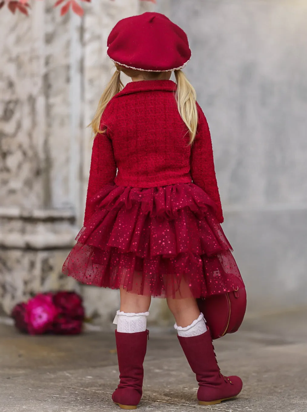 Fairy Flutter Red Jacket and Tutu Skirt Set
