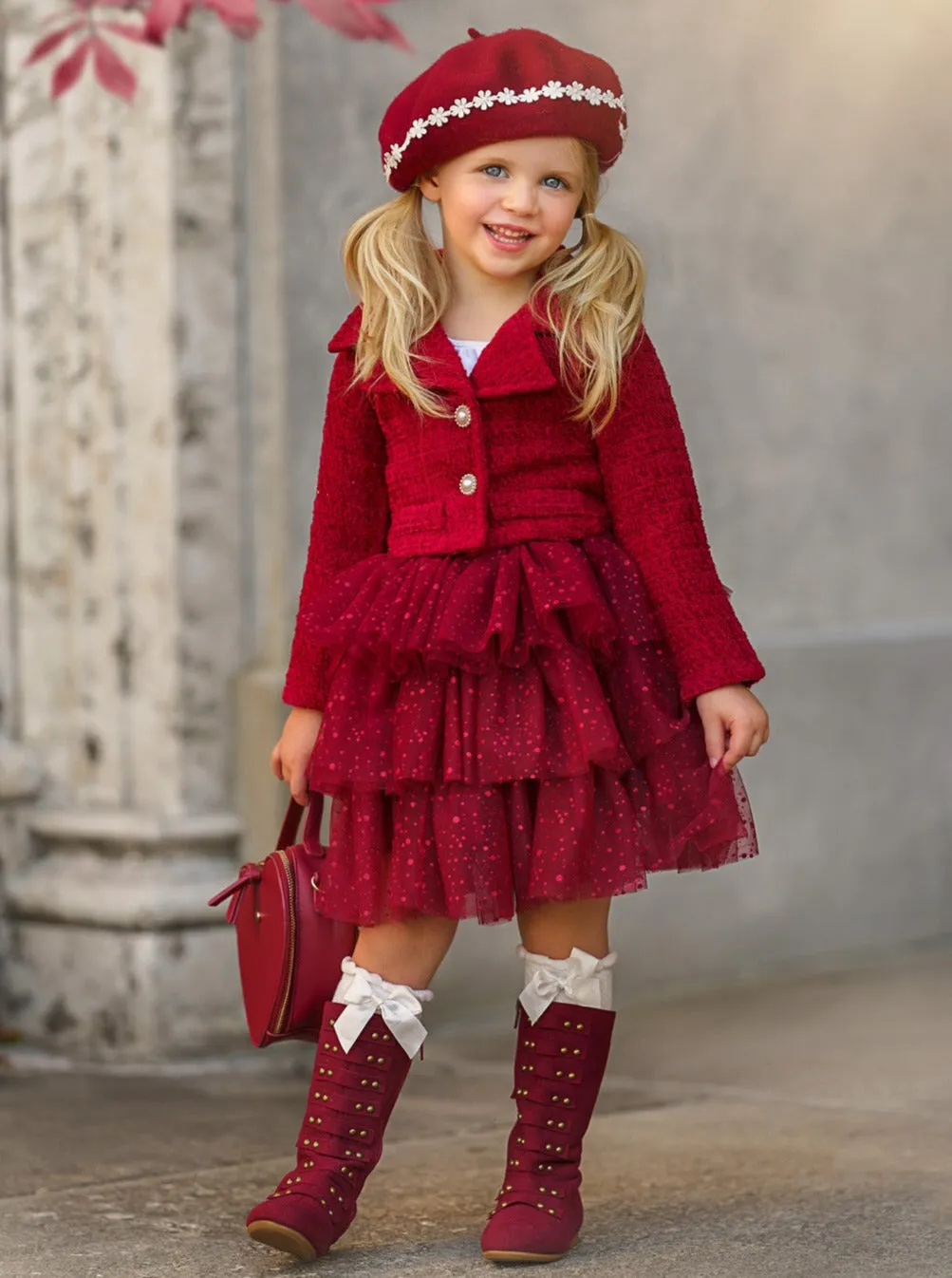 Fairy Flutter Red Jacket and Tutu Skirt Set