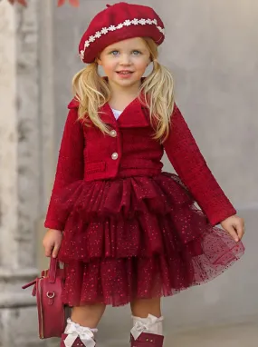 Fairy Flutter Red Jacket and Tutu Skirt Set
