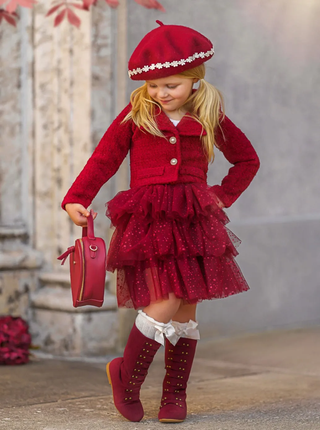 Fairy Flutter Red Jacket and Tutu Skirt Set