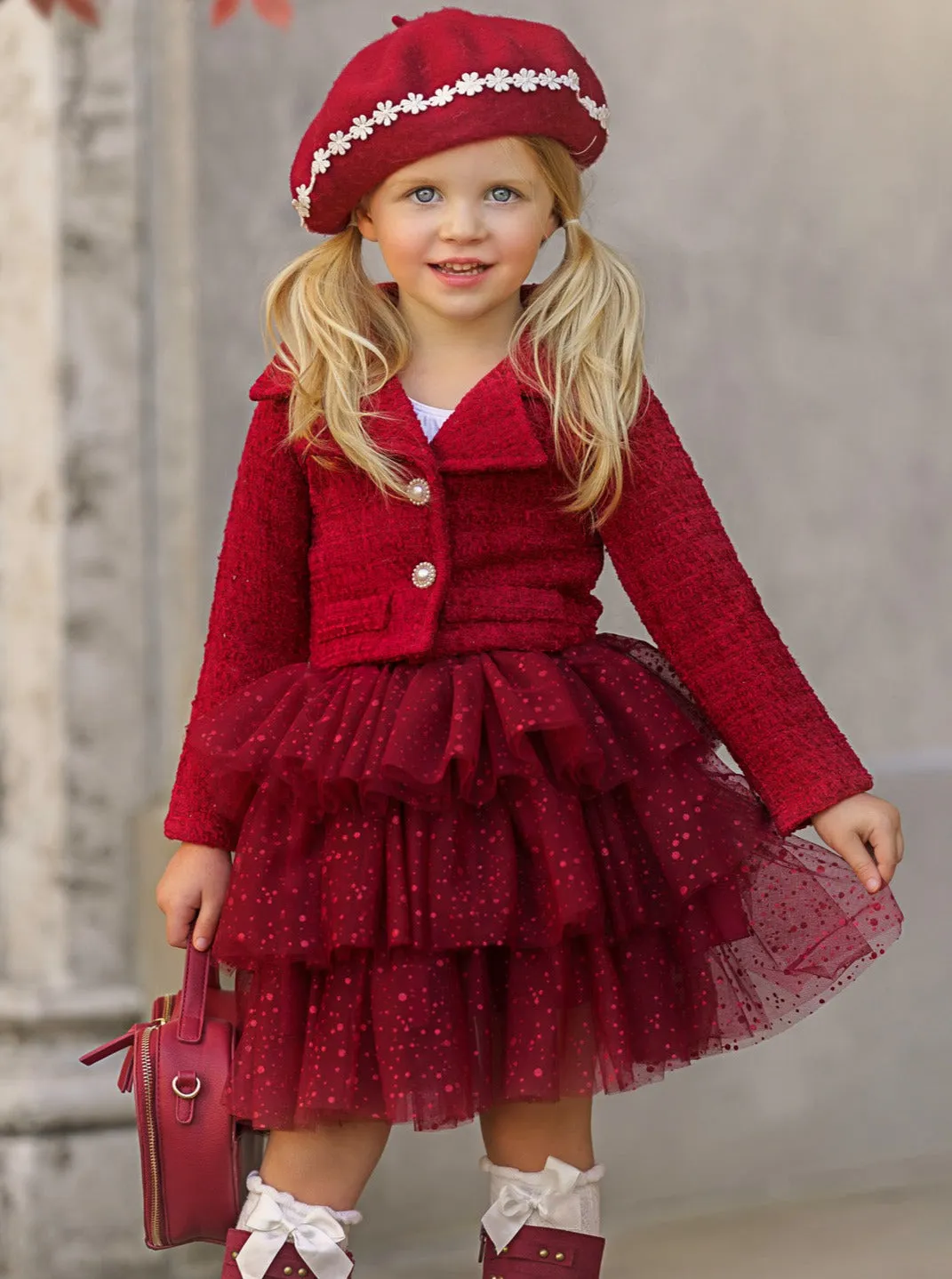 Fairy Flutter Red Jacket and Tutu Skirt Set