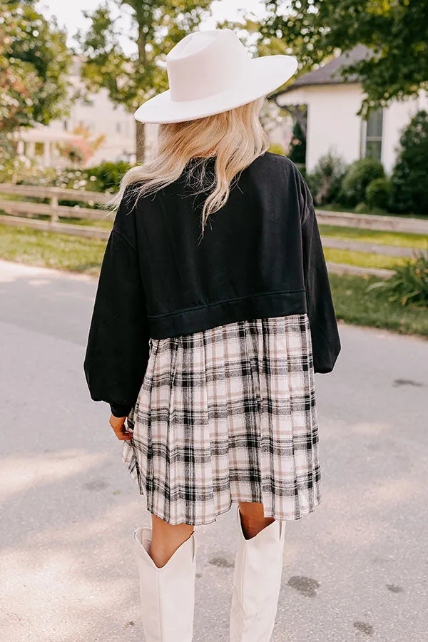 Fall Festivities Plaid Mini Dress in Black