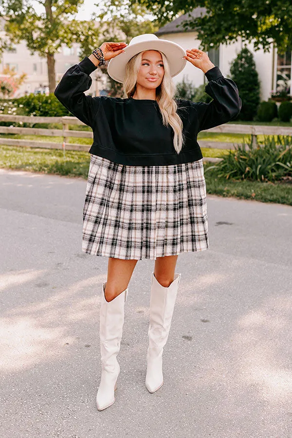 Fall Festivities Plaid Mini Dress in Black