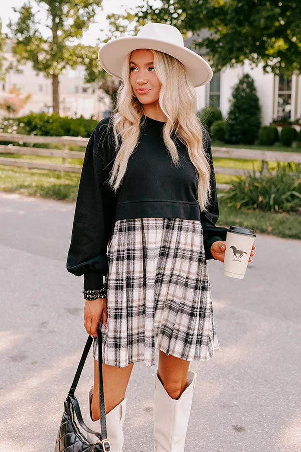 Fall Festivities Plaid Mini Dress in Black