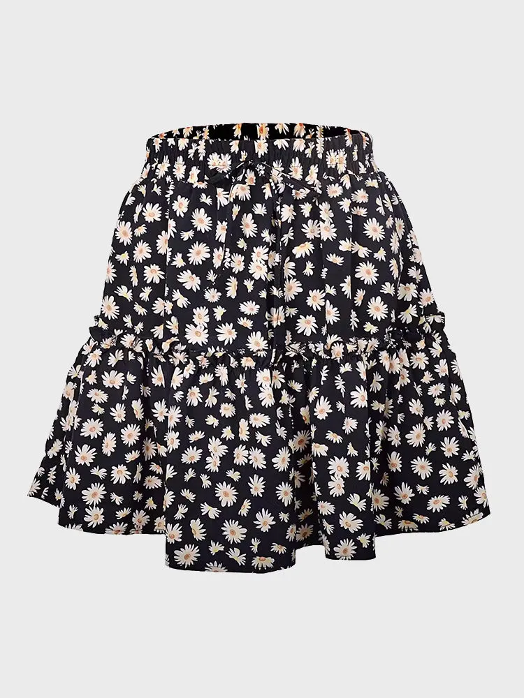 Floral Mini Summer Skirt for Women