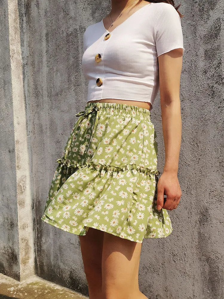 Floral Mini Summer Skirt for Women