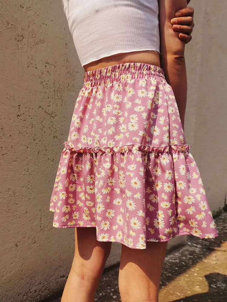 Floral Mini Summer Skirt for Women