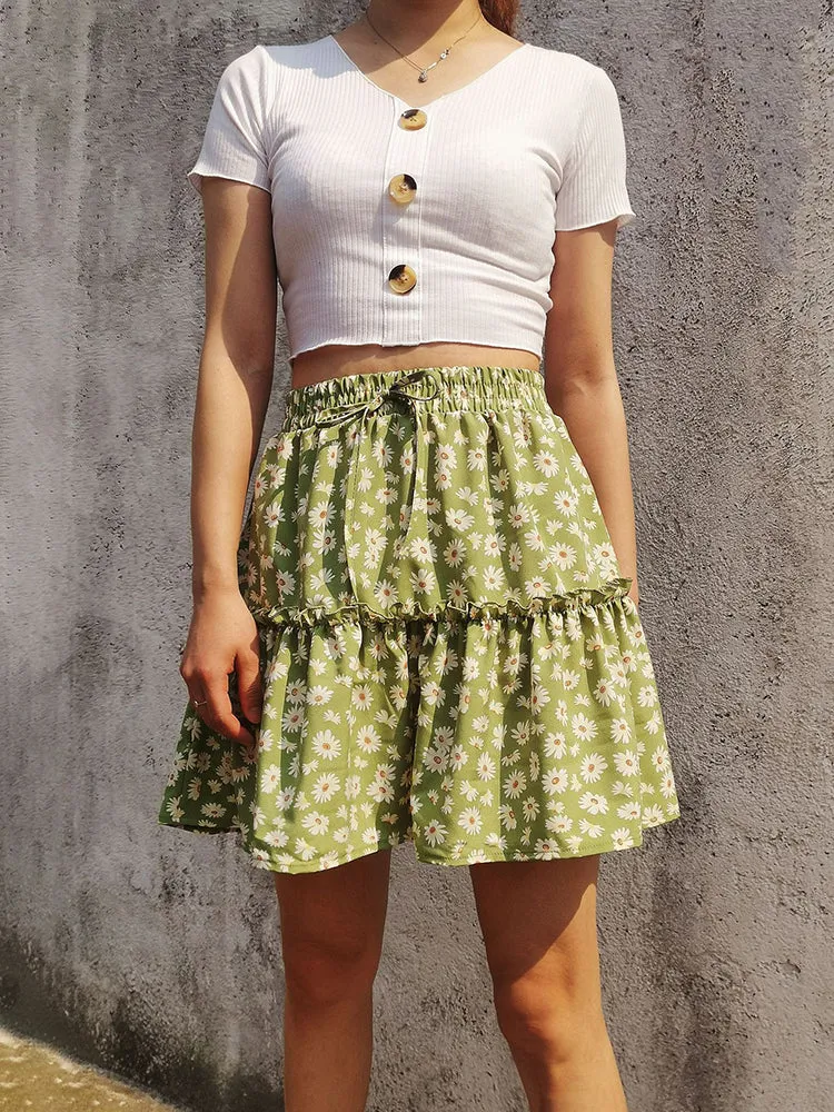 Floral Mini Summer Skirt for Women