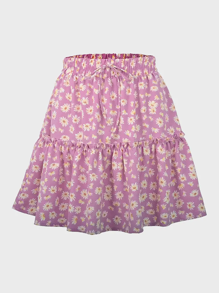 Floral Mini Summer Skirt for Women