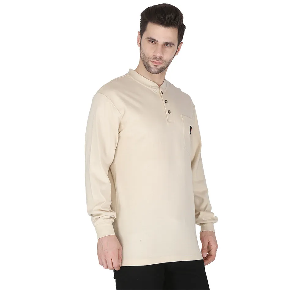 Forge Fr Men's Sand Henley Neck Long Sleeve T-shirt