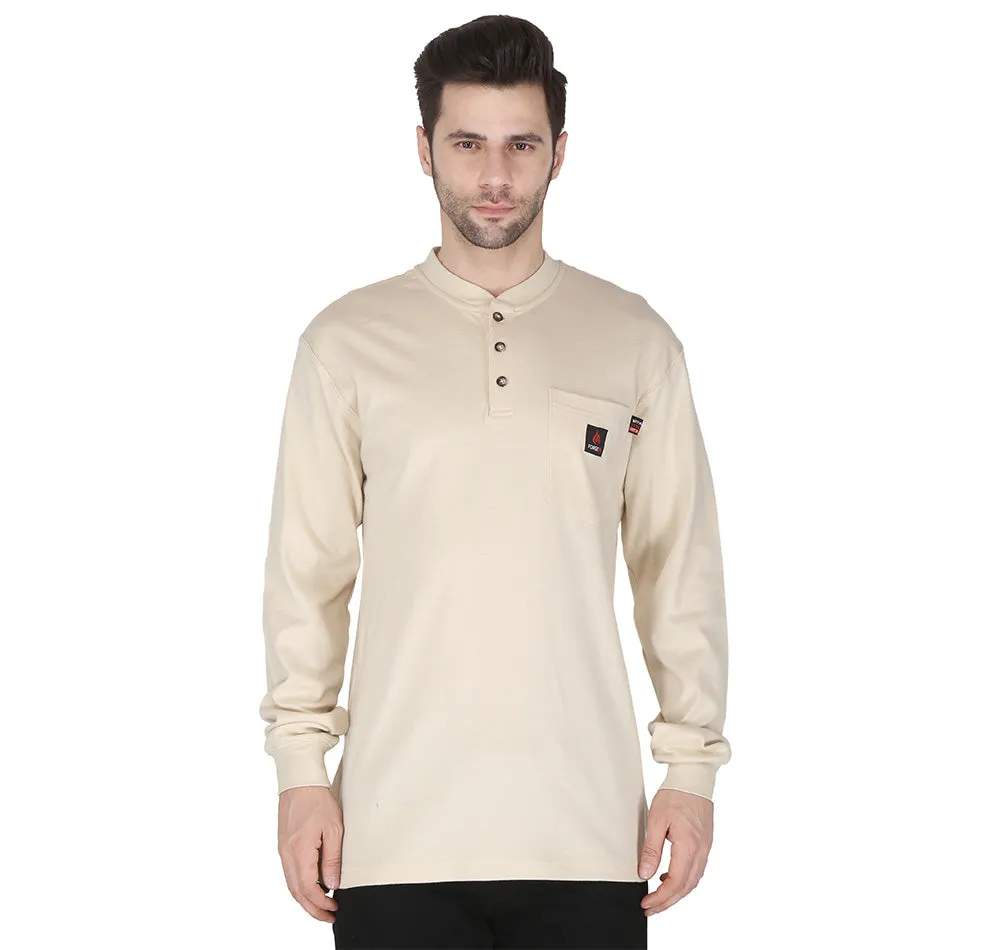 Forge Fr Men's Sand Henley Neck Long Sleeve T-shirt