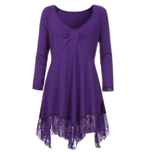 Funki Buys | Shirts | Women's Plus Lace Patchwork Tunic Top