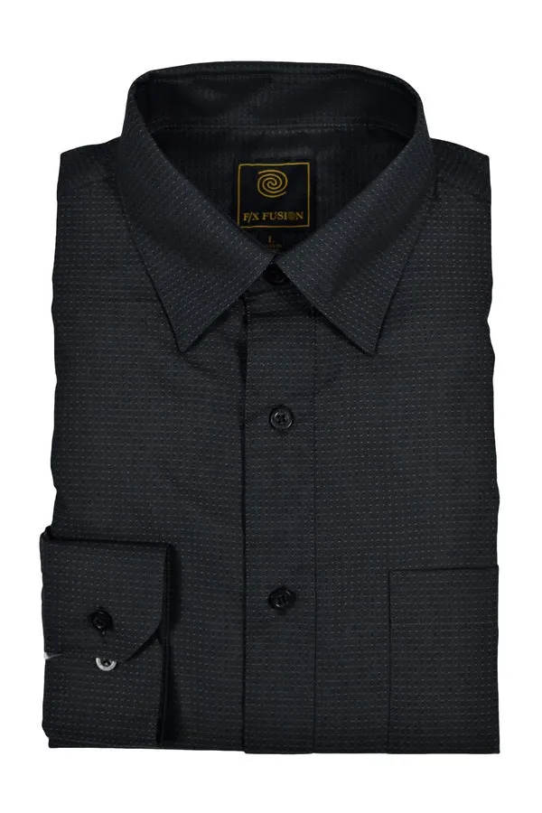 'FX Fusion' Men's LS Micro Dot Tonal Solid - Silver