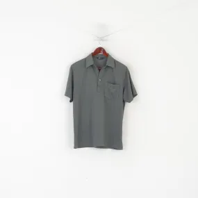 Gabicci Men M Polo Shirt Khaki Shiny Pocket Detailed Buttons Retro Top