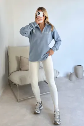 Good health baby blue printed 3/4 sweater and legging set