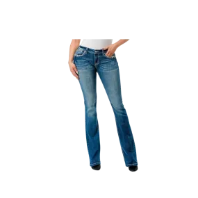 Grace In La Women's Steer Head Mid Rise Bootcut Jeans