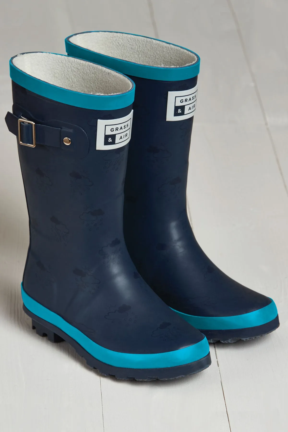 GRASS & AIR - Wellies - Navy and Turquoise