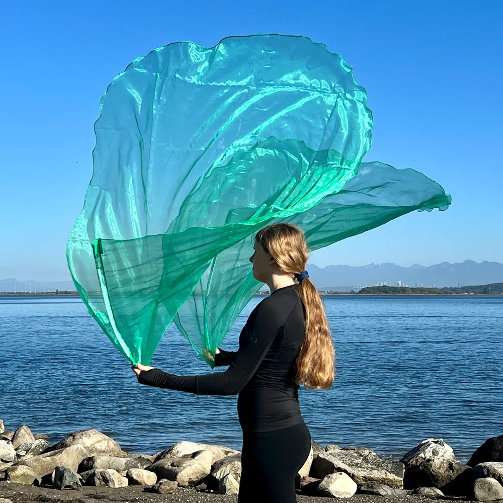 Green Sheer Worship Flags